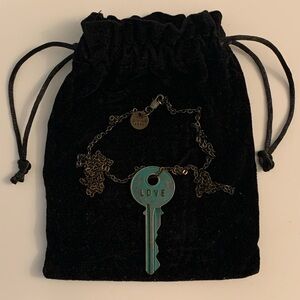 The Giving Keys Teal Distressed “Love” Key Necklace